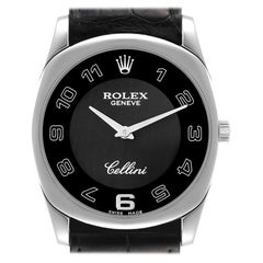 Vintage Rolex Cellini Danaos 18K White Gold Black Dial Mens Watch 4233 Box Papers