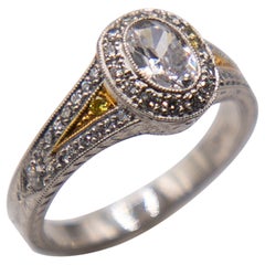 Platinum 1.00 ct. Oval Diamond Wedding semi/ 0.42 ct. White & Canary diamonds