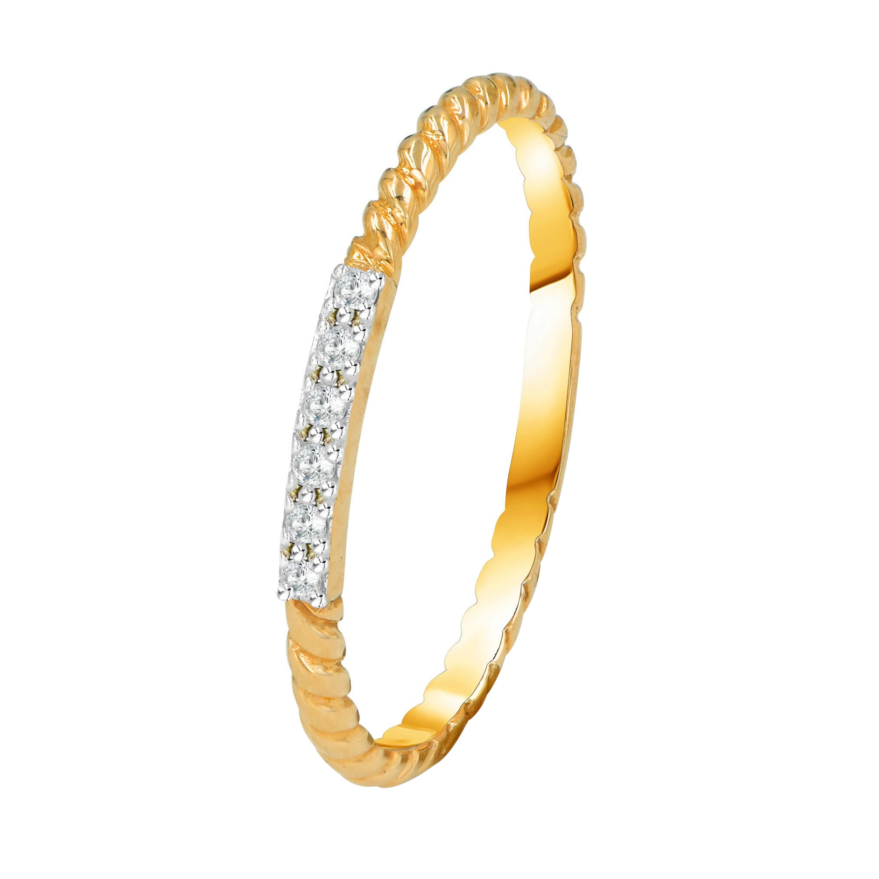 18K Gold and Diamond Ring Stackable Ring Unique Diamond Wedding Band