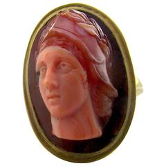Antique Banded Agate Cameo Ring of Athena 4