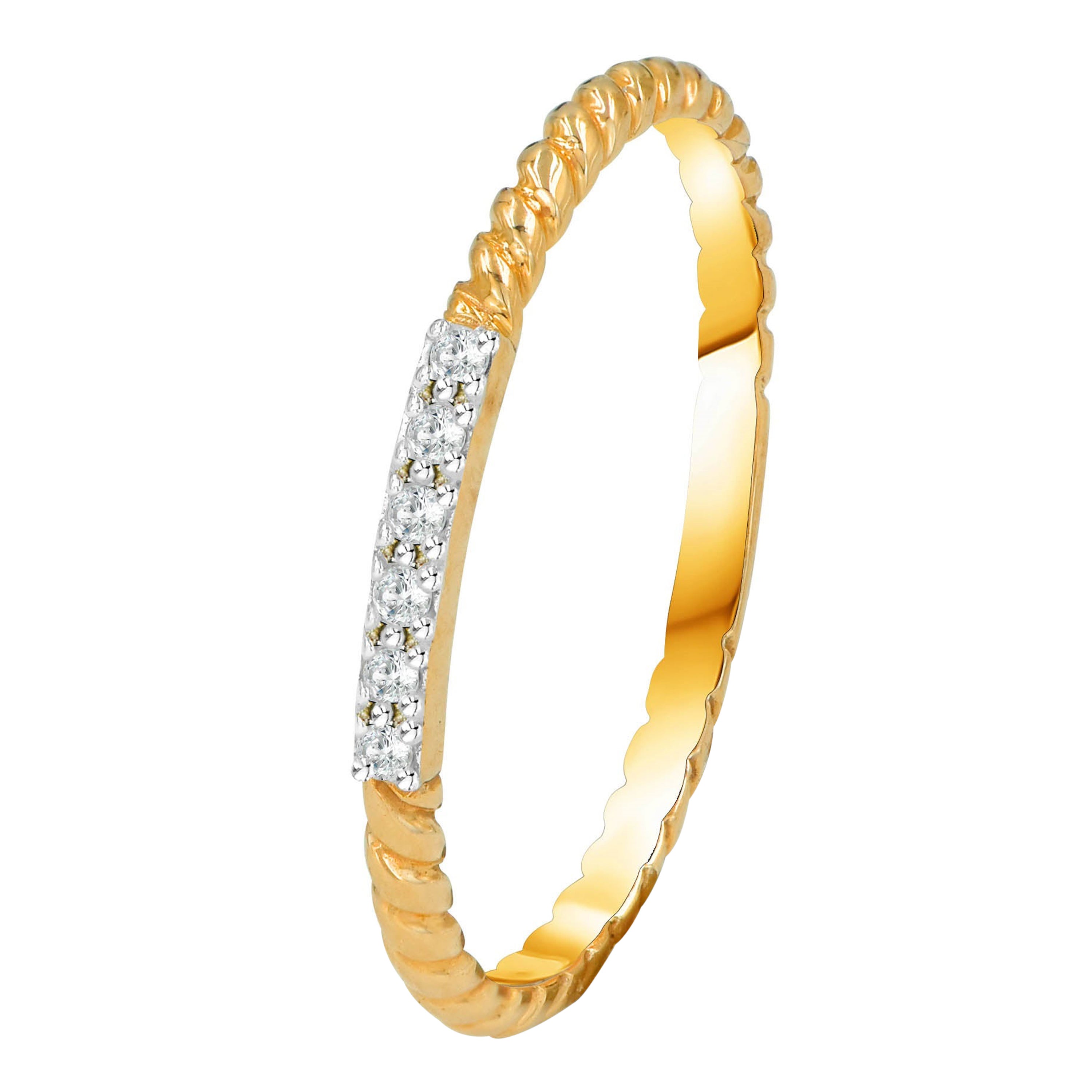 14K Gold and Diamond Ring Stackable Ring Unique Diamond Wedding Band