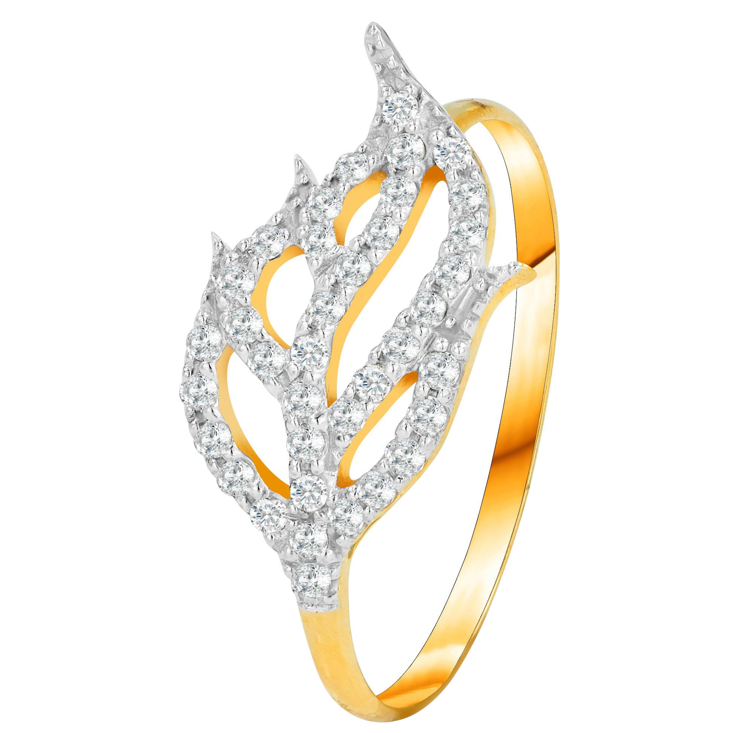 18K Gold 0.24 Carat Diamond Leaf Ring