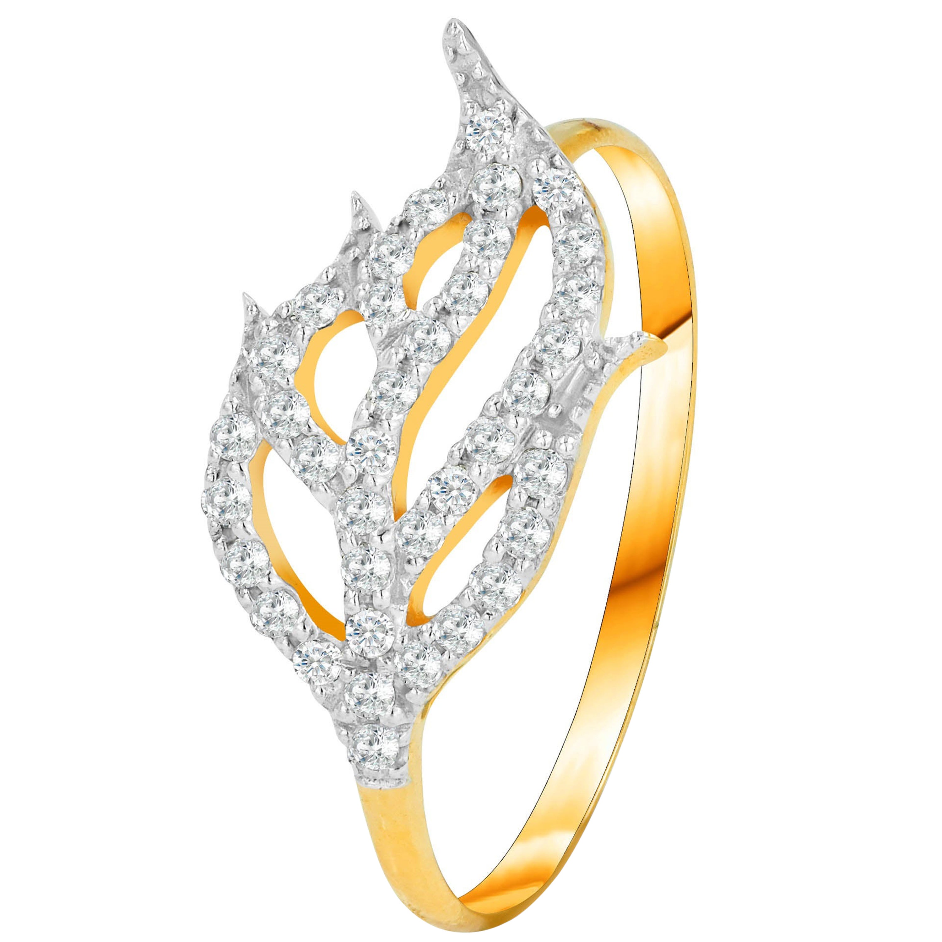 Im Angebot: 14K Gold 0,24 Karat Diamant-Blatt-Ring ()