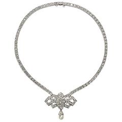 Pearl Diamond Platinum Necklace