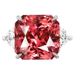 GIA Certified 3 Carat Red Spinel Diamond Solitaire Platinum Ring