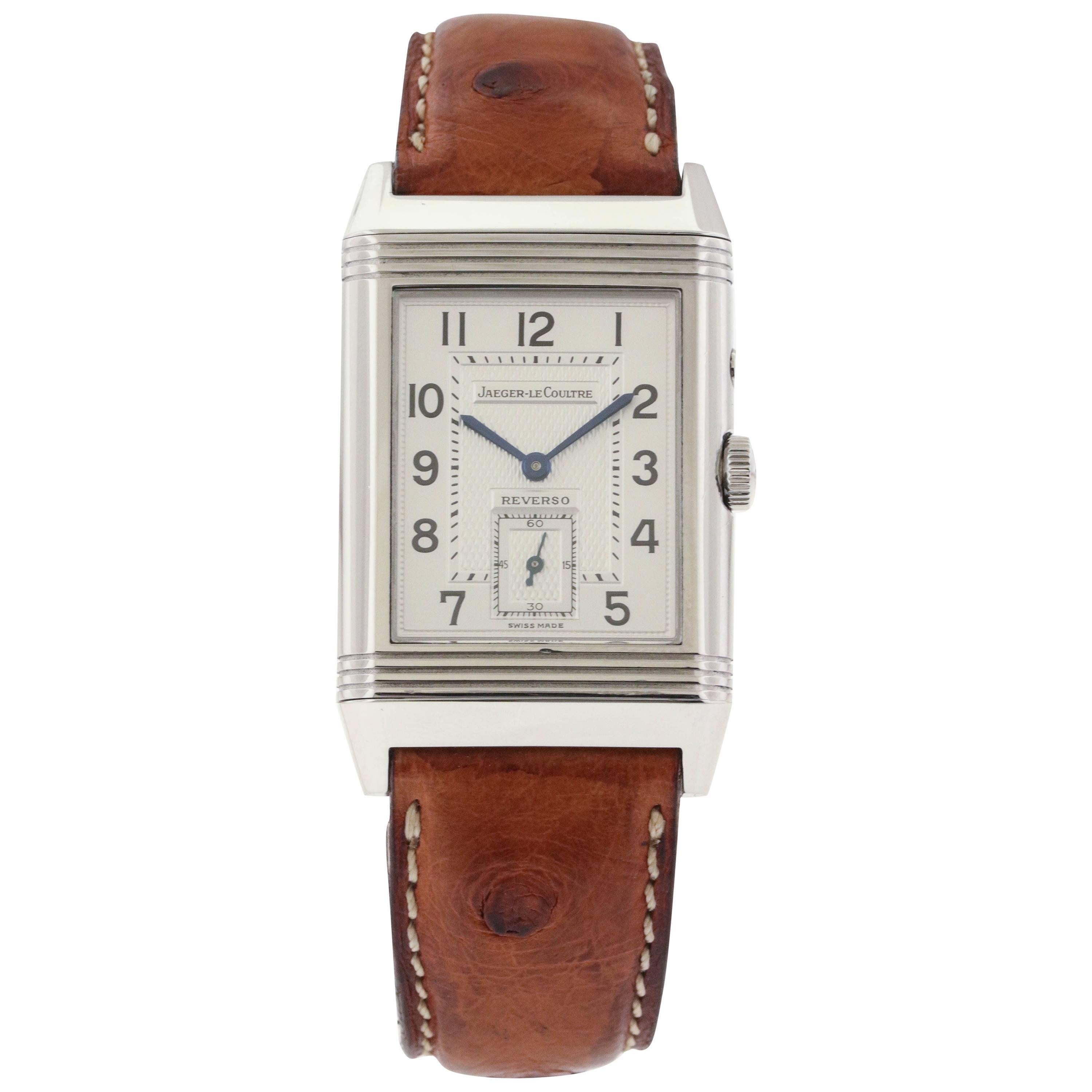 Jaeger LeCoultre Stainless Steel Night and Day Duoface Reverso Wristwatch