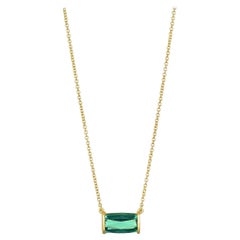 Faye Kim 18 Karat Gold Bar Set French Cut Green Tourmaline Necklace