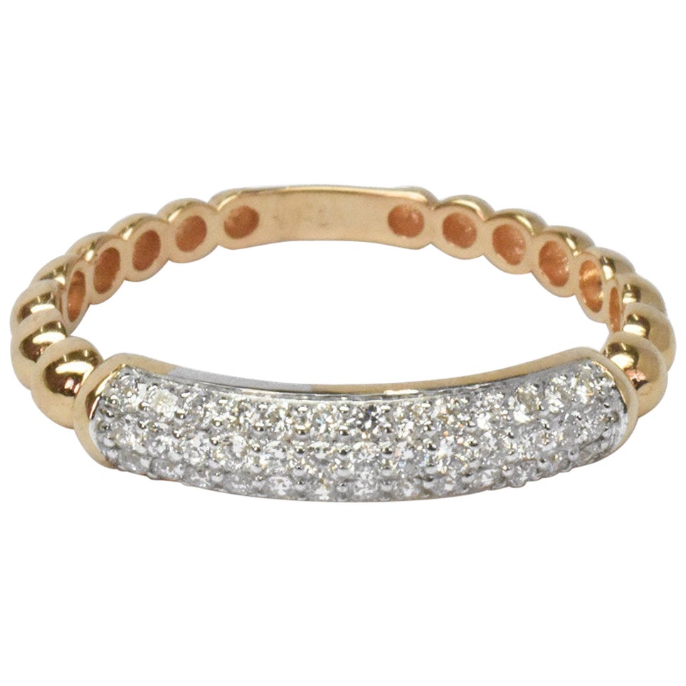 14K Gold Micro Pave Wedding Diamond Ring Half Eternity Diamond Ring