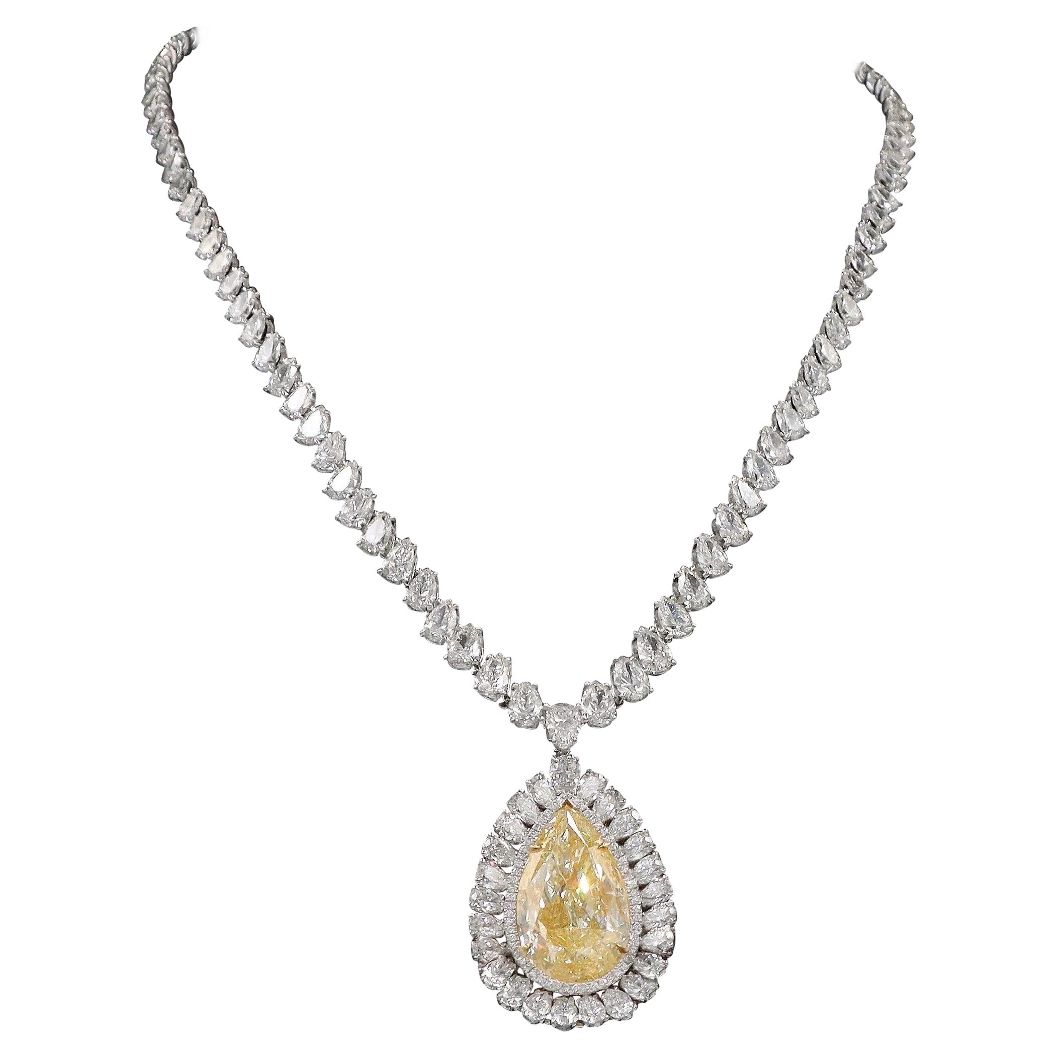 Emilio Jewelry Collier de diamants fantaisie certifiés 83,00 carats 