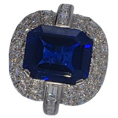 Exceptional Gubelin 6.29 Carat No Heat Royal Blue Myanmar Burmese Sapphire Ring