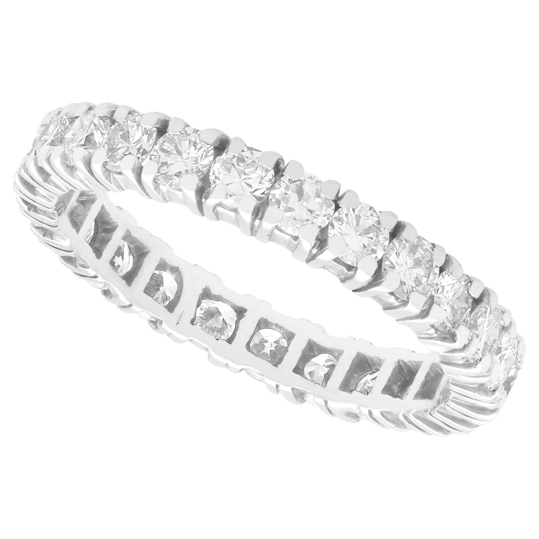 Vintage 3 Carat Diamond Eternity Ring in White Gold For Sale