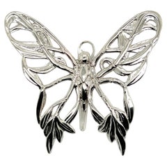 Vintage John Hardy Estate Ladies Butterfly Brooch & Scarf Clip Rhodium Plated