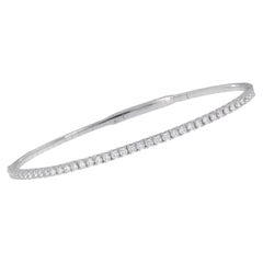 18 Karat White Gold 1.00 Cttw Diamond Flexible Bangle Bracelet