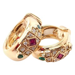 Cartier Byzantinische Diamant-Rubin-Smaragd-Ohrringe aus Gelbgold