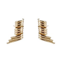 14K Gold Spiral Bar Stud Earring