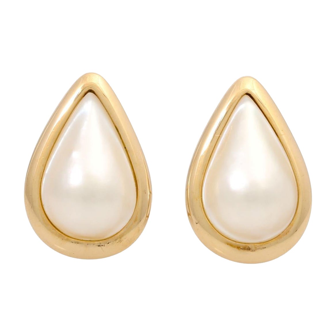 Couple Earrings with Clip, 2 Mabe Pearls For Sale at 1stDibs