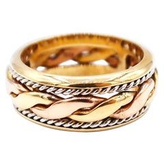 Yellow White Rose Gold Braid and Rope All Rounder Band Ring