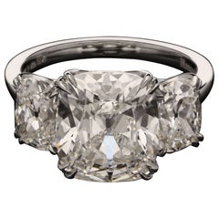 Hancocks 7.06ct Three Stone Old Mine Brilliant Cut Diamond Ring Contemporary