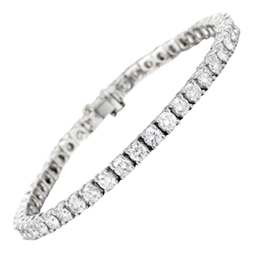 Bracelet tennis en or blanc 8 carats 18 carats avec diamants naturels F/G VS