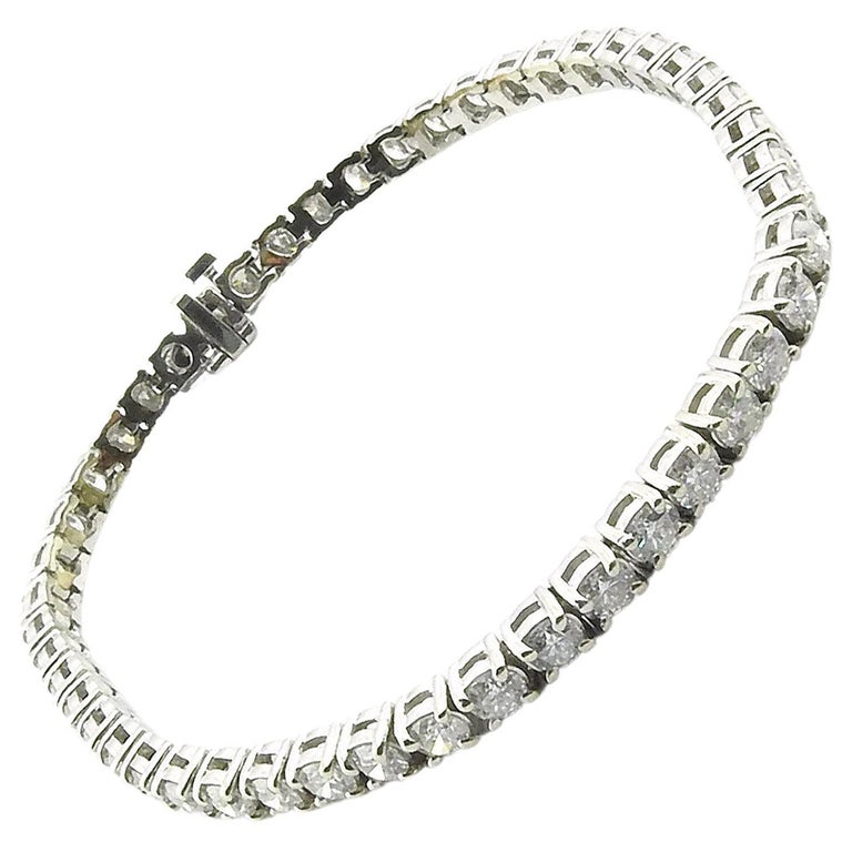 14K White Gold Diamond Tennis Bracelet 7.2 Carats For Sale at 1stDibs