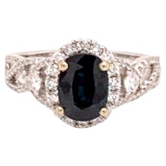 Diamond Sapphire Ring 6.5 18k Gold 2.62 TCW Women Certified
