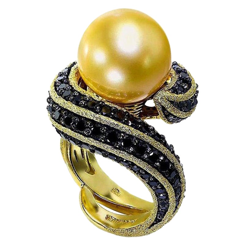 Alex Soldier South Sea Pearl Diamond Gold Cocktail Ring One of a Kind For Sale