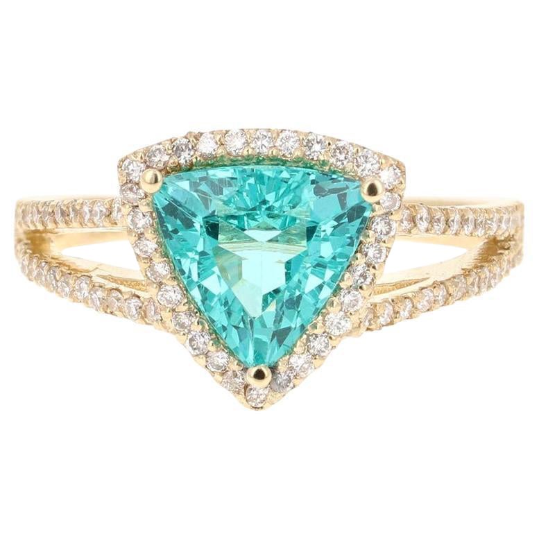 2.21 Carat Apatite Diamond 14 Karat Yellow Gold Cocktail Ring For Sale