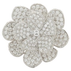 18 Karat White Gold Pave Diamond Flower Ring