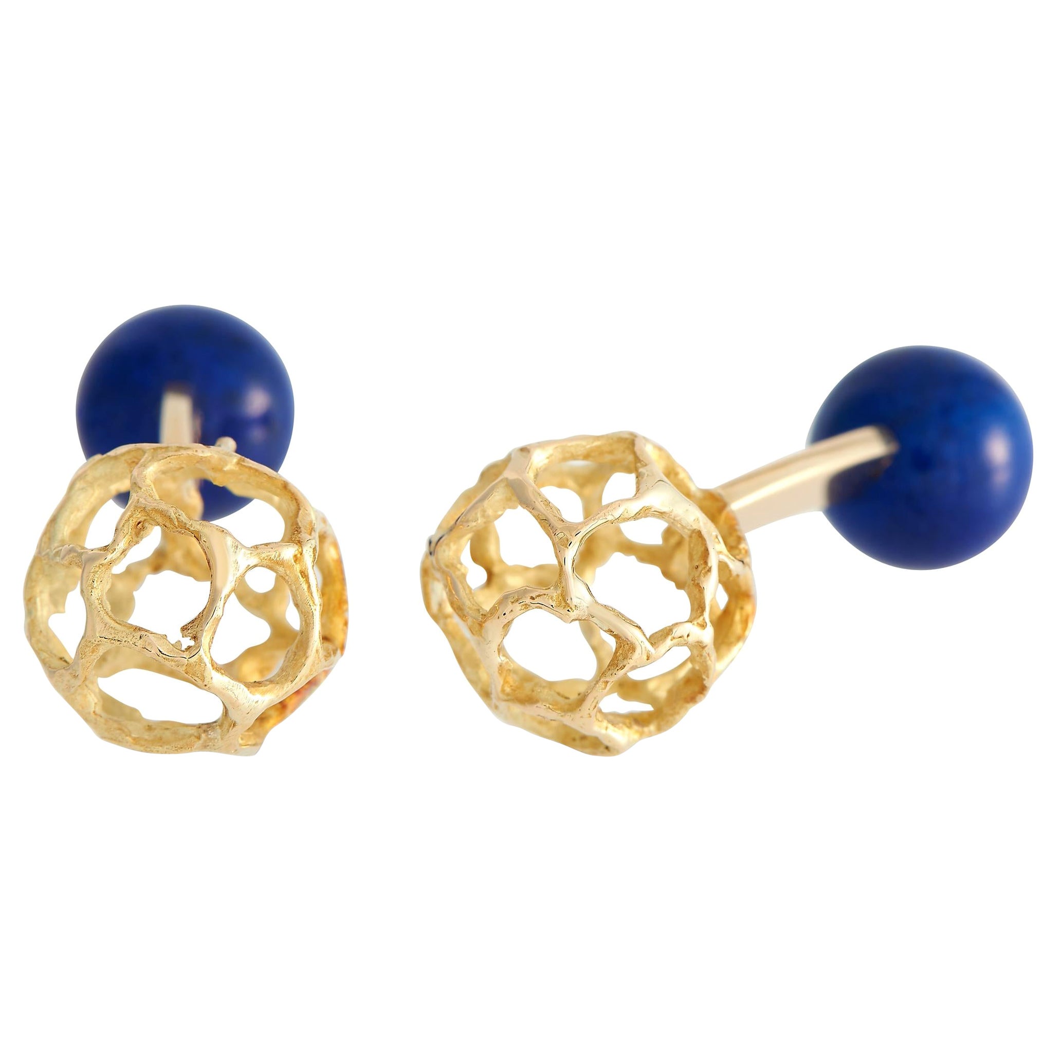 Chaumet 18K Yellow Gold Lapis Lazuli Cufflinks