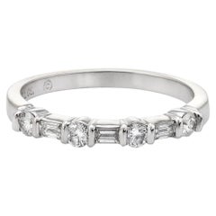 Tiffany & Co Diamond Band Vintage Platinum Ring Half Hoop Mixed Cuts