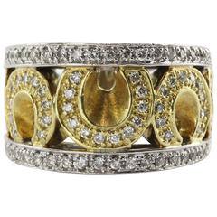 Sonia Bitton 1.5 Carats Diamonds Two Color Gold Horseshoe Ring