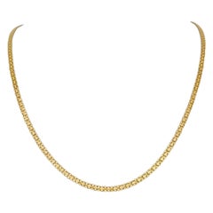 14 Karat Yellow Gold Ladies Bismark Link Chain Necklace, Italy
