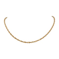 14 Karat Yellow Gold Solid Twisted Serpentine Tinsel Chain Necklace