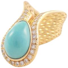 Turquoise Diamond Gold Ring 