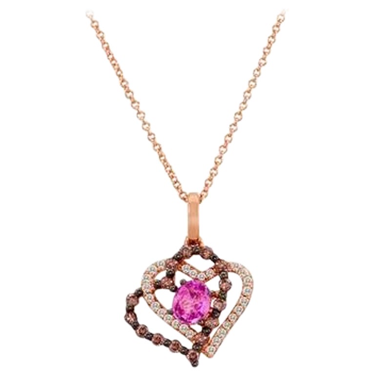 Grand Sample Sale Pendant Featuring Bubble Gum Pink Sapphire Chocolate Diamonds For Sale