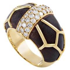 Boucheron Diamond Wood Gold Band Ring