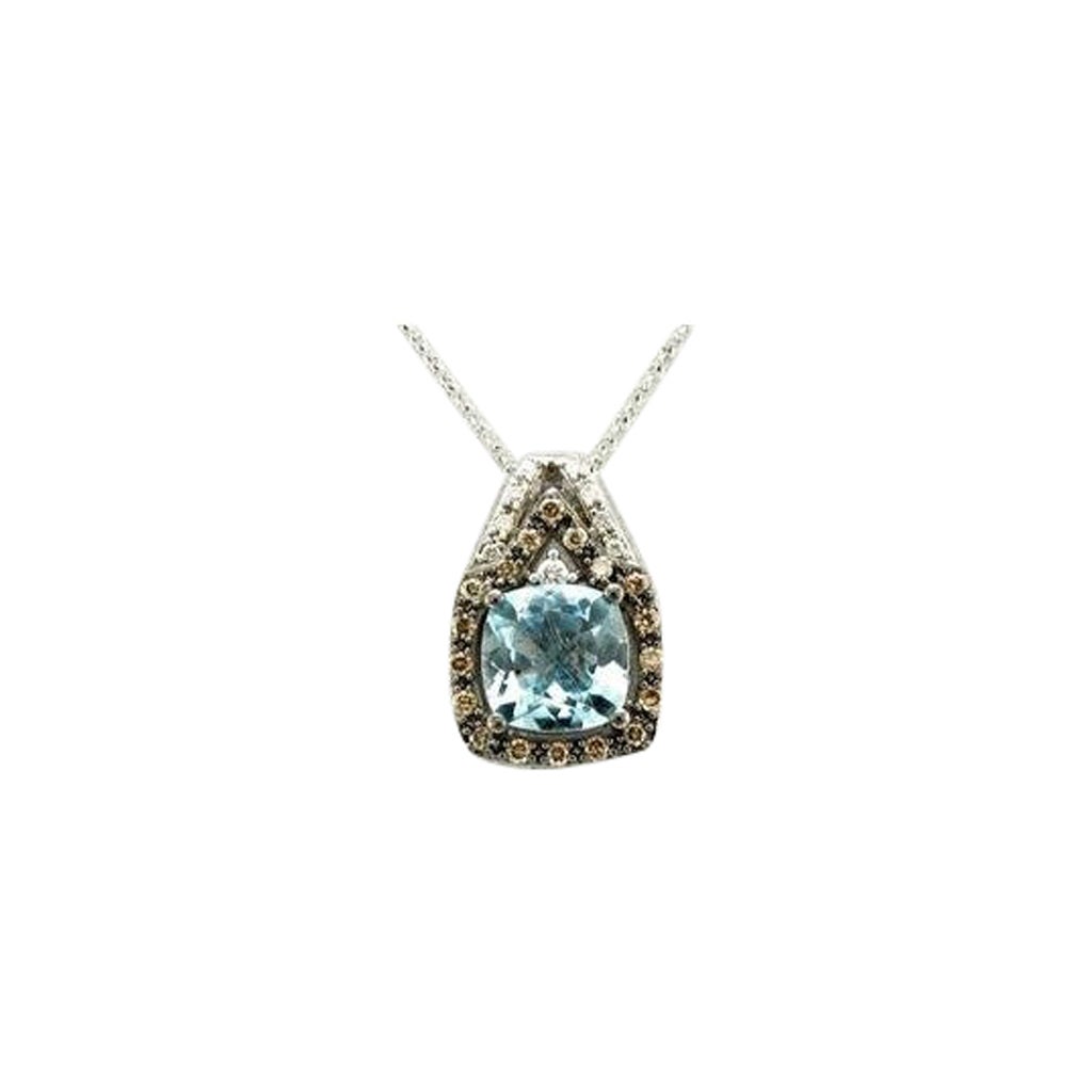 Grand Sample Sale Pendant Featuring Sea Blue Aquamarine Vanilla Diamonds For Sale