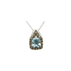Grand Sample Sale Pendant Featuring Sea Blue Aquamarine Vanilla Diamonds