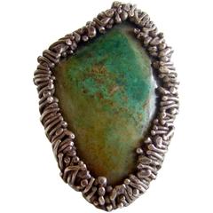 Pal Kepenyes Mexican Modernist Turquoise Silver Modernist Ring