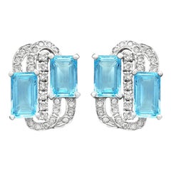 Ohrringe aus Weißgold mit 7,72 Karat Aquamarin und 1,18 Karat Diamant