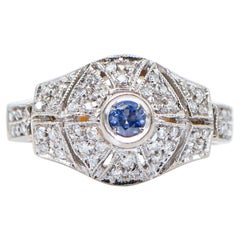 Sapphire, Diamonds, 18 Karat Yellow and White Gold Ring