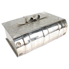 Antique Victorian Captain's Presentation Biscuit Box Silver Plated Cigar Humidor