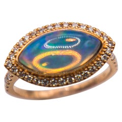 18k Rose Gold Opal Diamond Ring