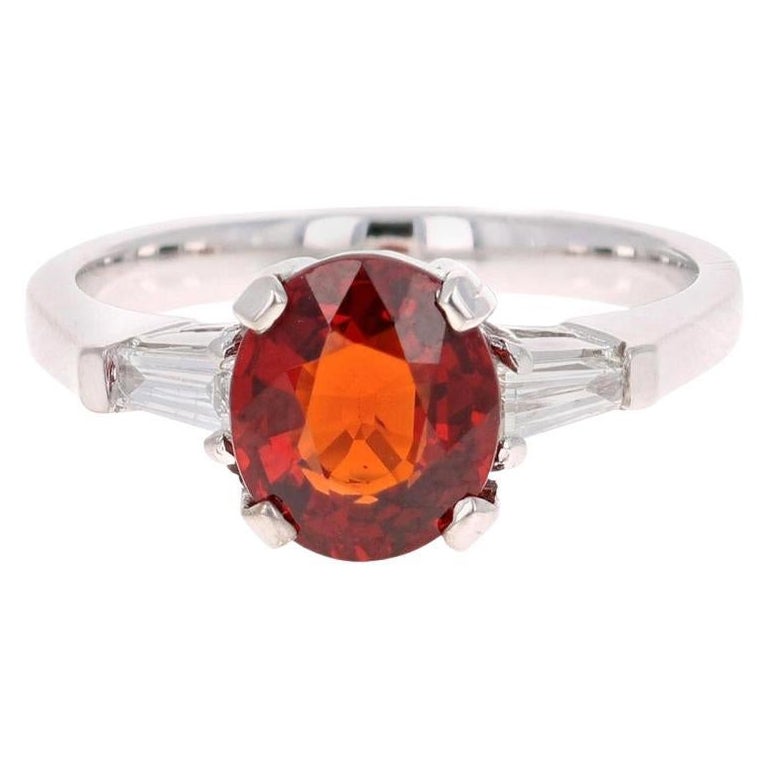 Bague de fiançailles en or blanc avec diamant spessartine de 2,77 carats en vente