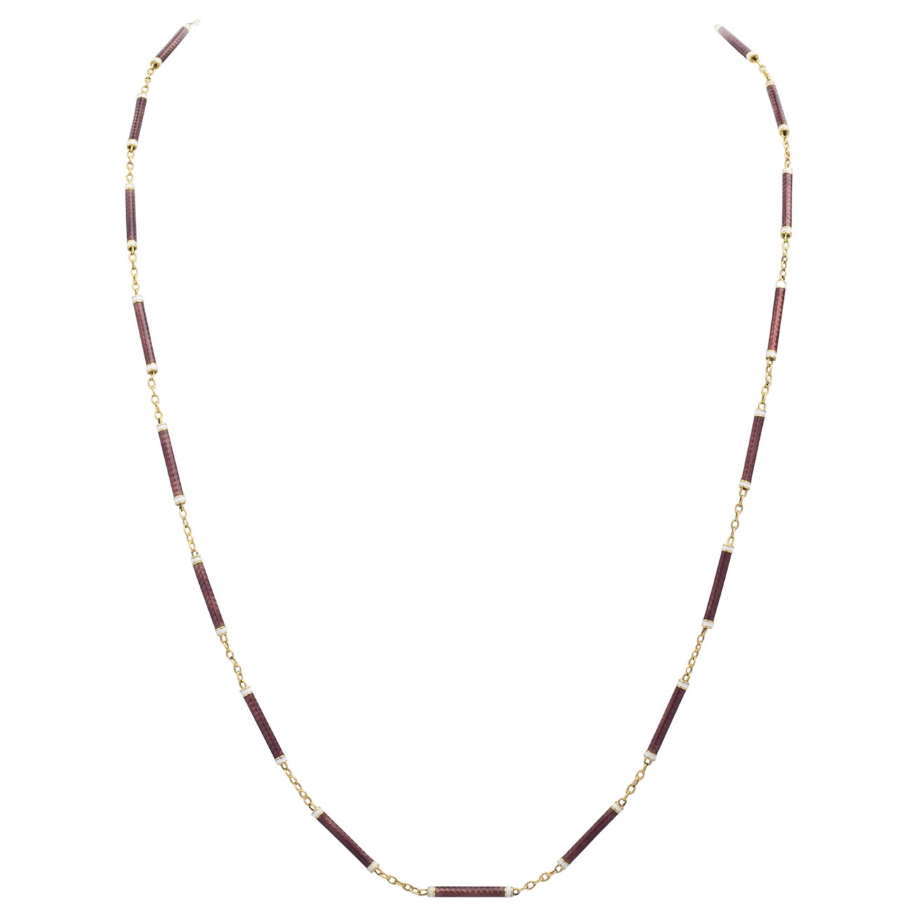 Victorian 9 Karat Gold & Enamel 'Baton' Necklace