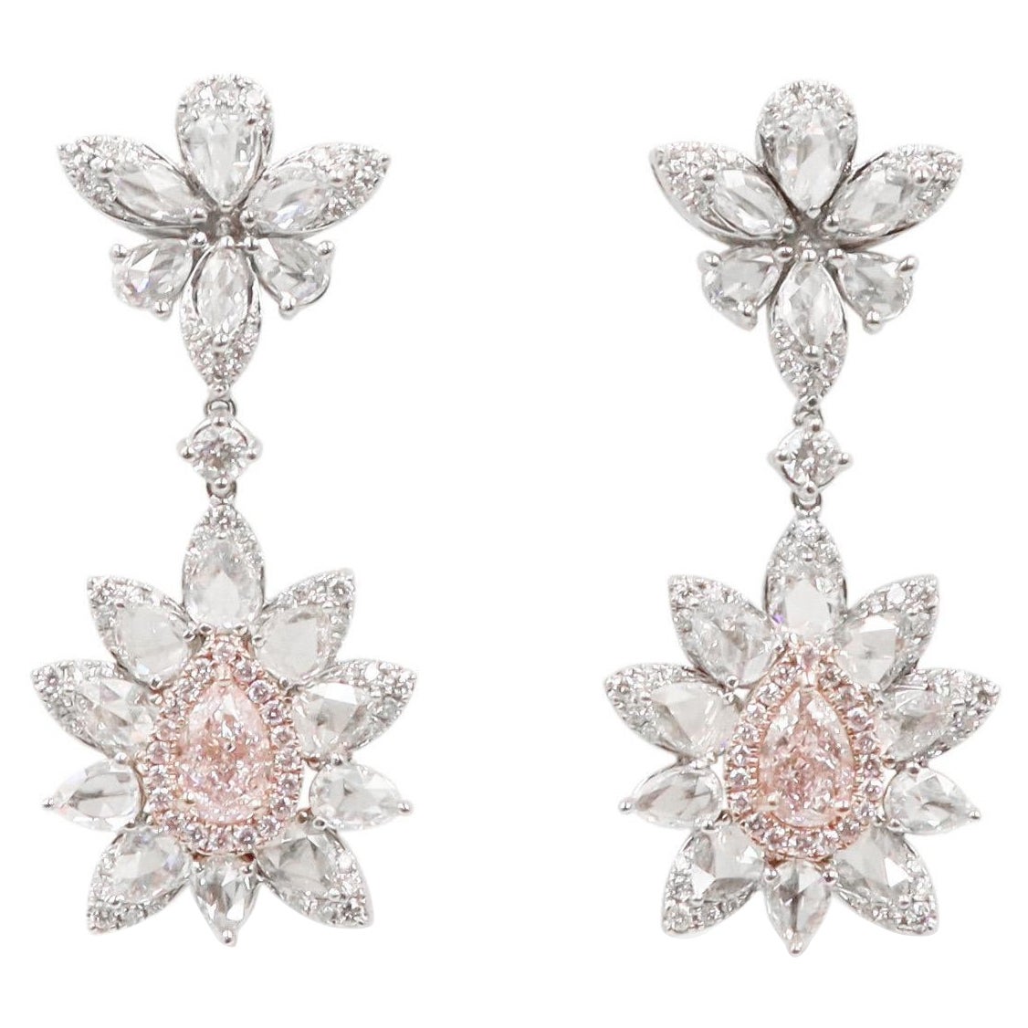 Emilio Jewelry Gia Certified 4.67 Carat Pink Diamond Earrings  For Sale