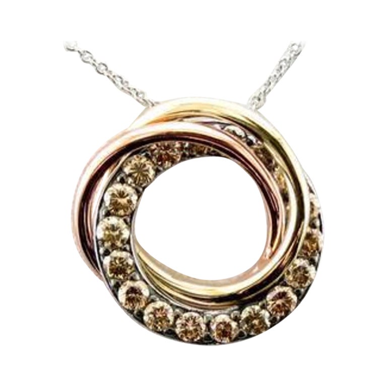 Le Vian Pendant Featuring Chocolate Diamonds Set in 14k Tri Color Gold For Sale