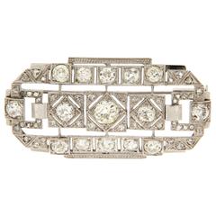 1930s Art Deco Old Cut Diamond Gold Brooch