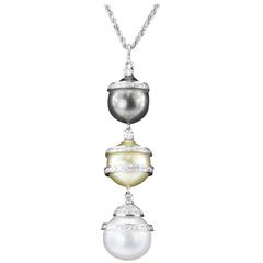 South Sea Tahitian Pearl Diamond Gold Pendant