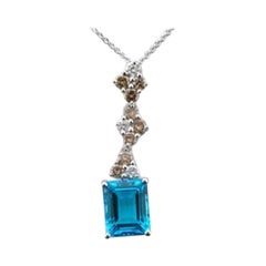 Le Vian Necklace Featuring Blue Topaz Chocolate Diamonds, Vanilla Diamonds